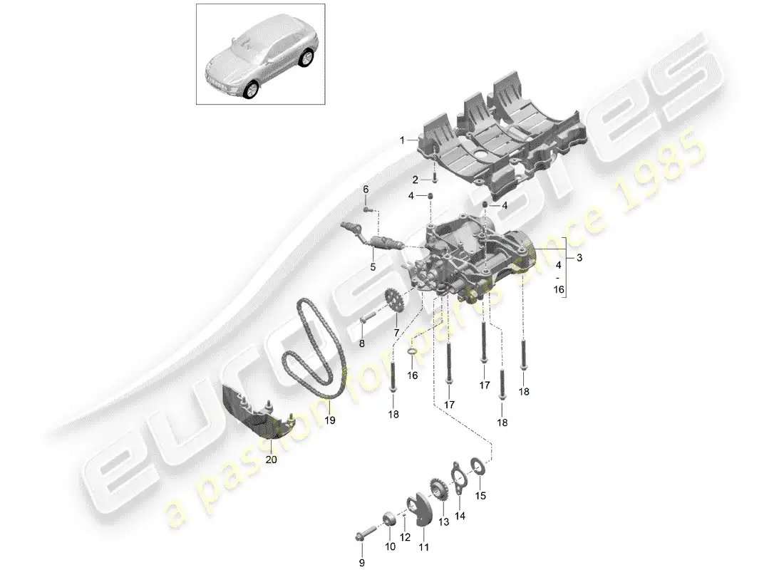 porsche 2016 (macan) oil baffle plate parts diagram