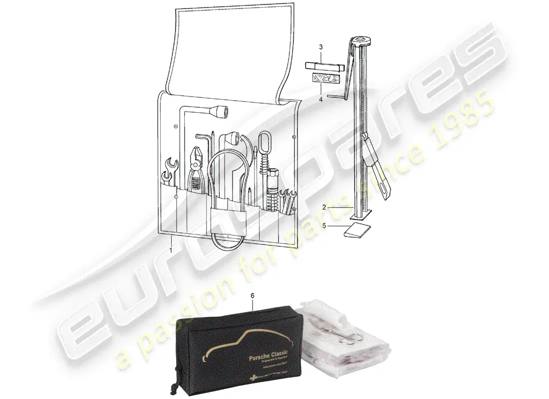 porsche 1982 (911) accessories - tool - signs/notices - additional accessories in the - classic catalogue - (model: cla) parts diagram