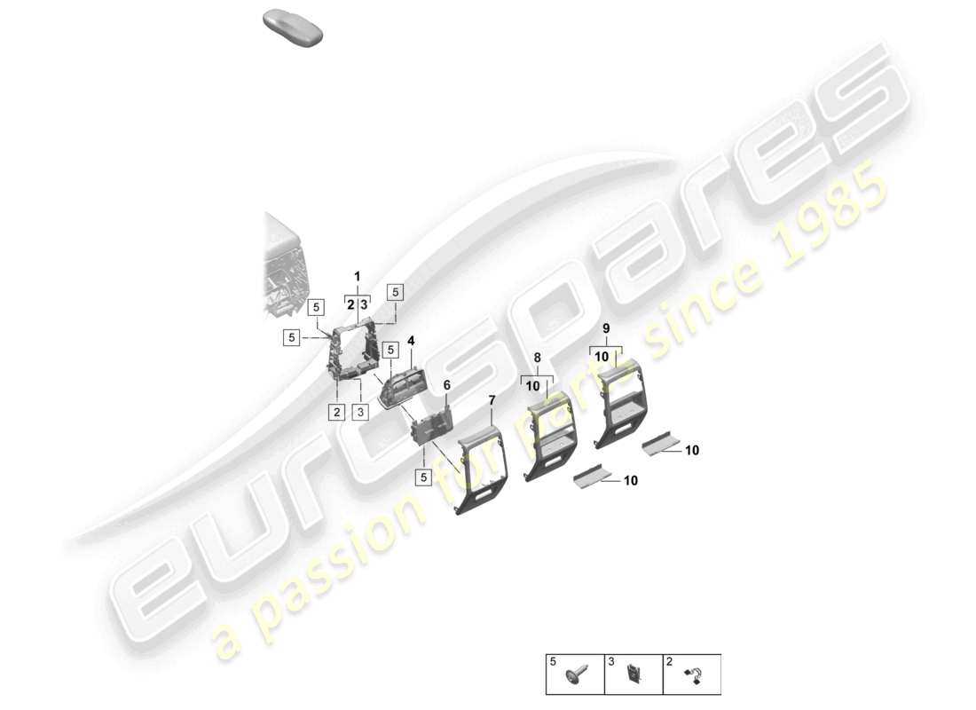 porsche 2025 (macan-e) centre console rear accessories parts diagram