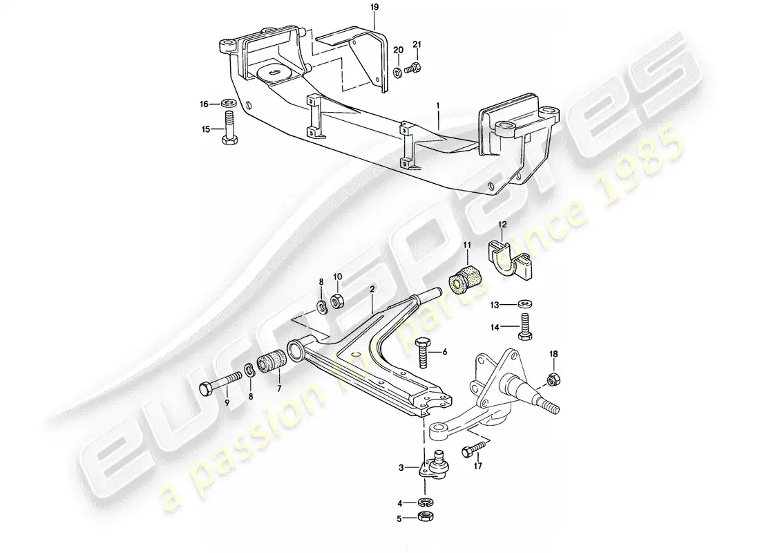 porsche 1982 (944) track control arm - cross member parts diagram