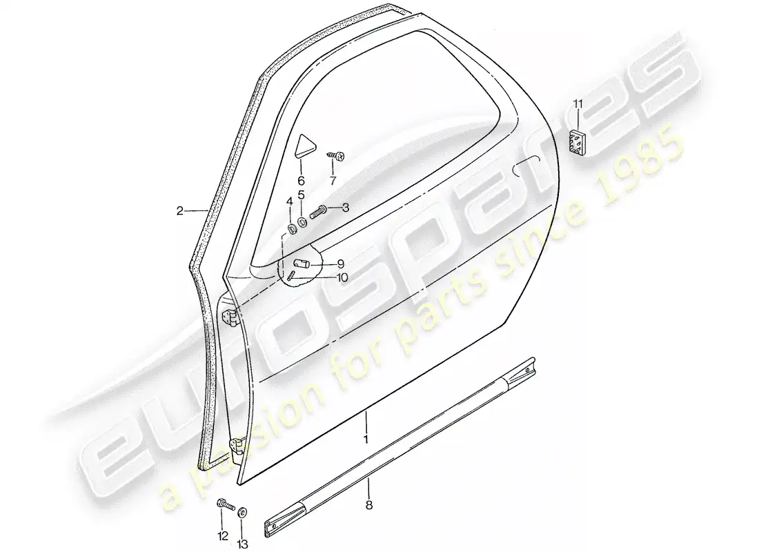 porsche 1989 (928) door shell parts diagram