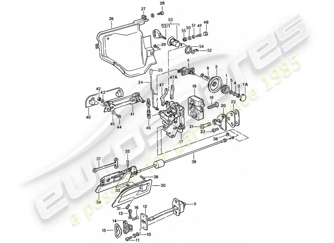 porsche 1979 (928) installation parts - door parts diagram