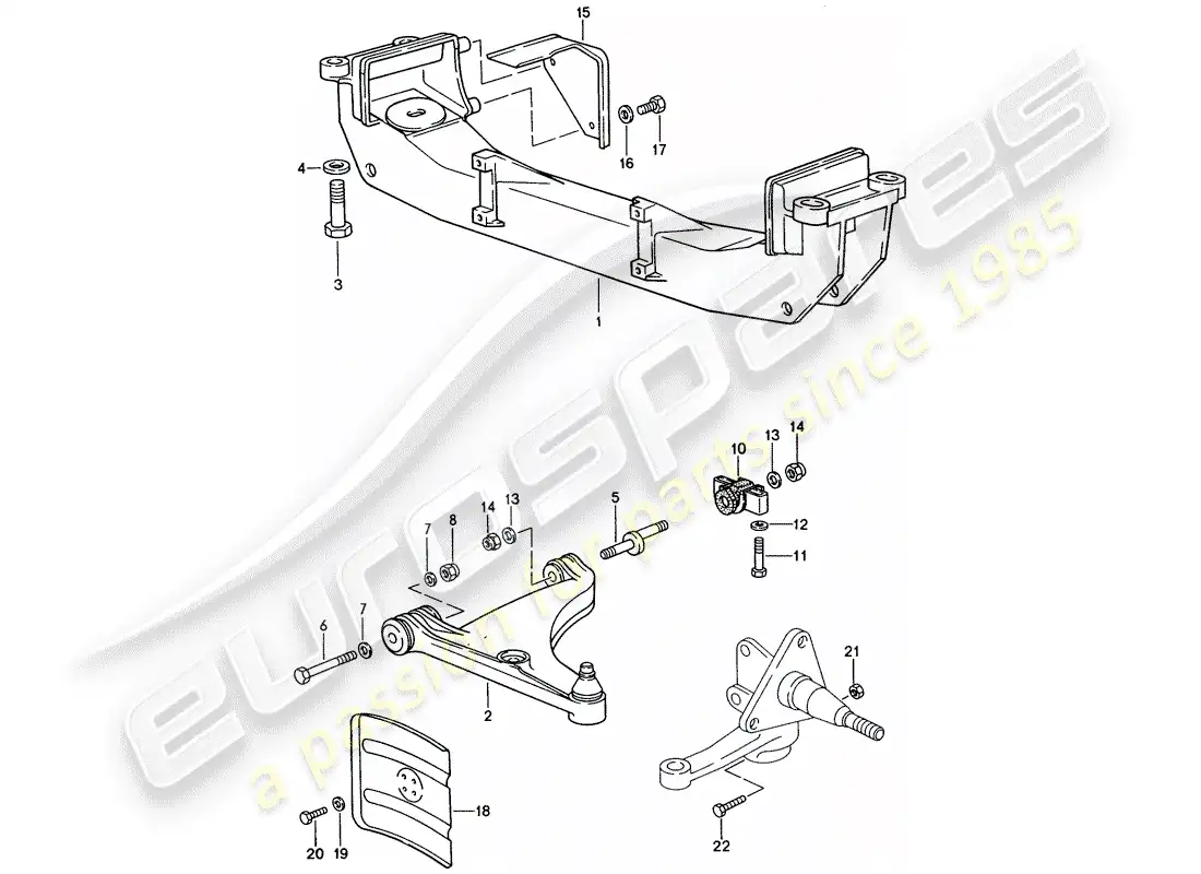 porsche 1989 (944) track control arm - cross member parts diagram