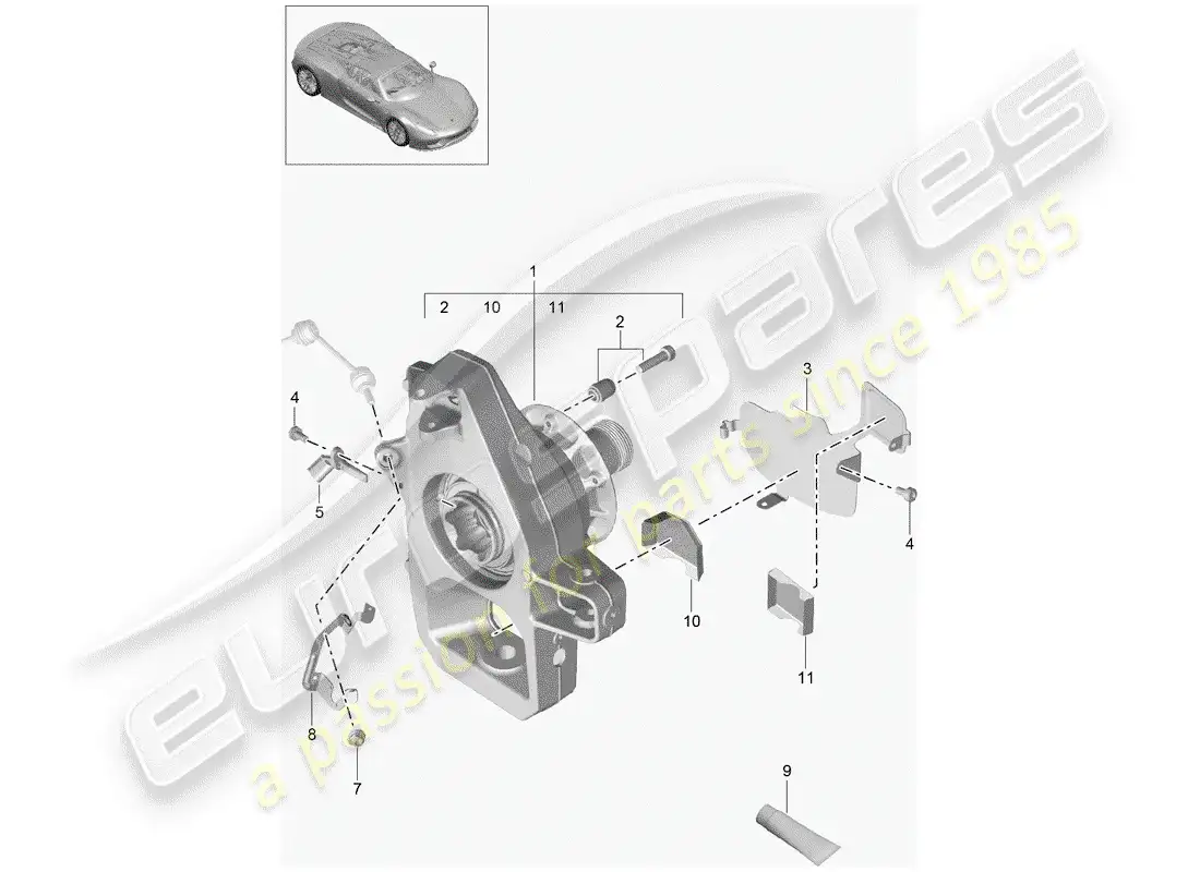 porsche 2015 (918 spyder) wheel carrier parts diagram