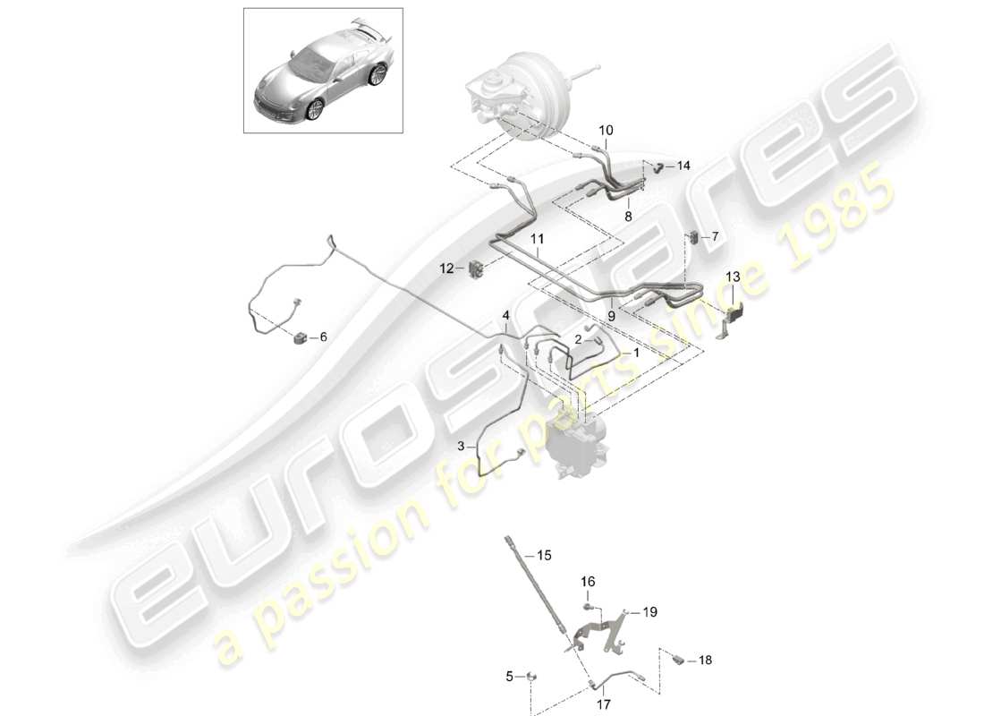 porsche 2021 (991-2 r/gt3/rs) brake line front front end d >>- mj 2017 part diagram