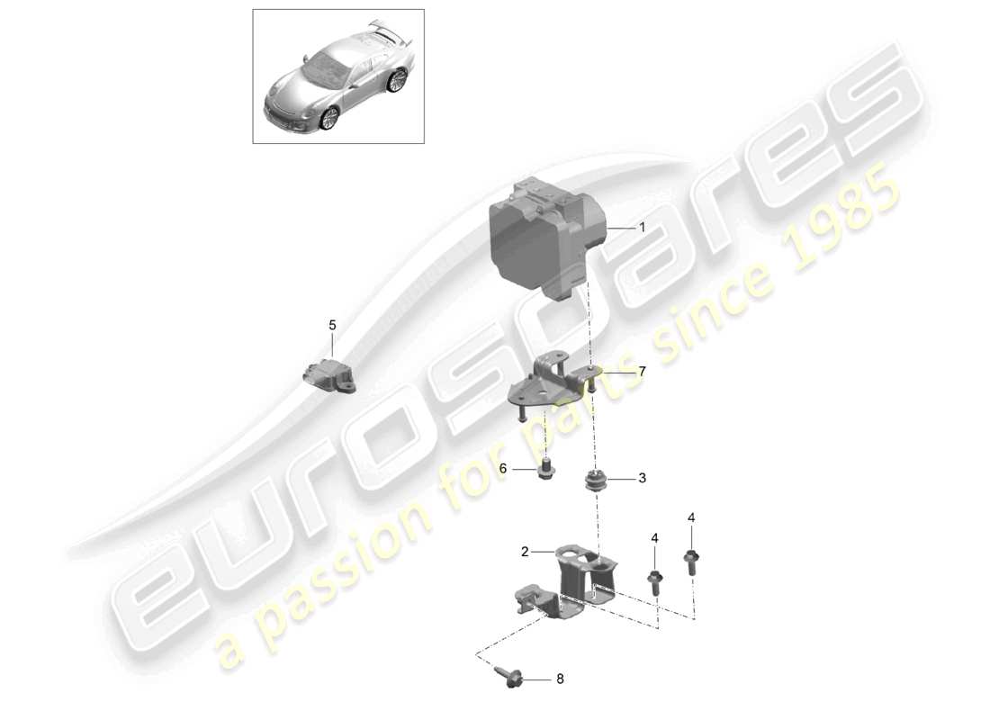 porsche 2021 (991-2 r/gt3/rs) hydraulic unit anti-locking brake syst. -abs- control and regulating unit d >>- mj 2017 part diagram