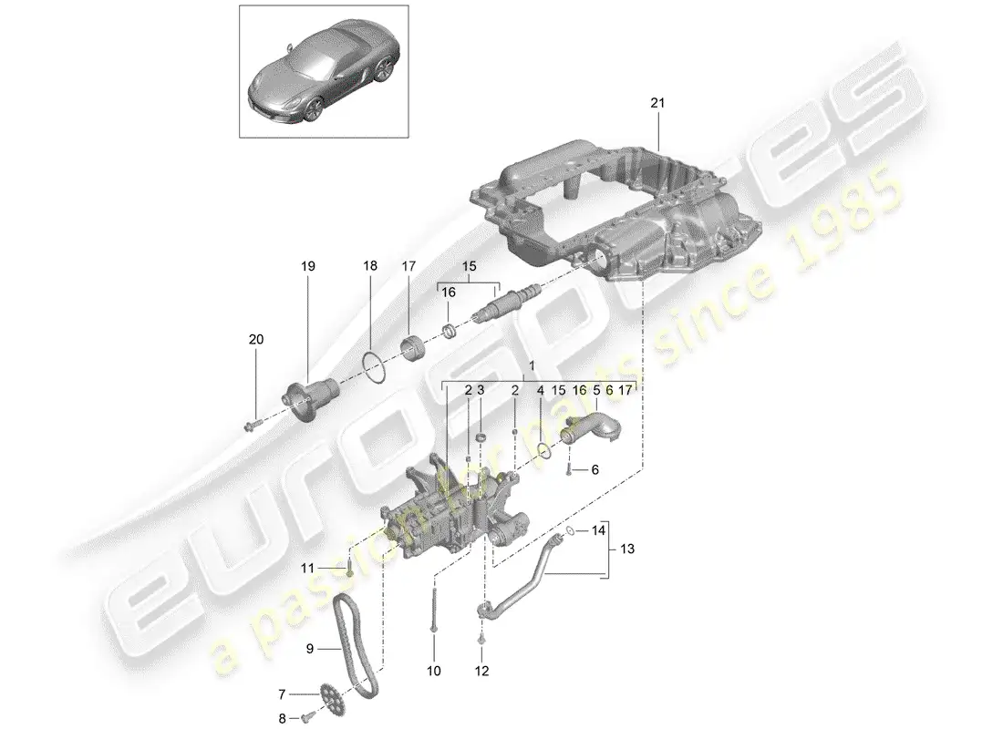 porsche 2013 (981 boxster) oil pump parts diagram