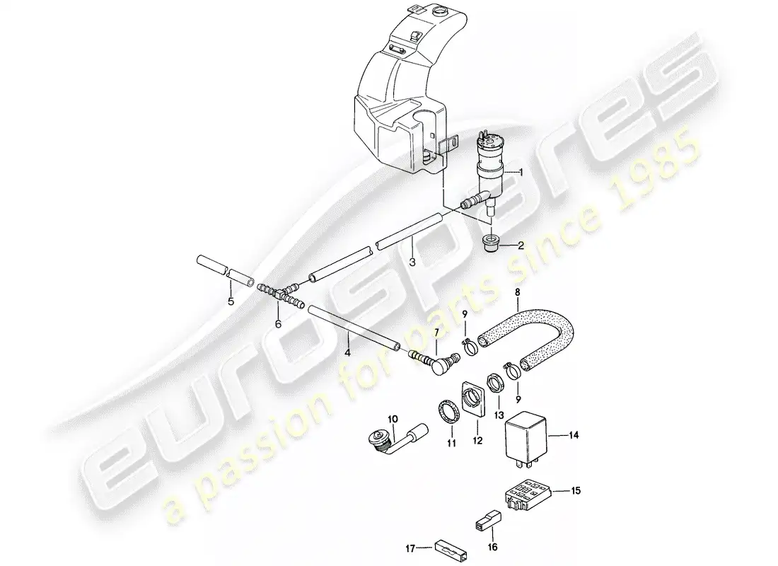 porsche 1982 (944) headlight washer system parts diagram