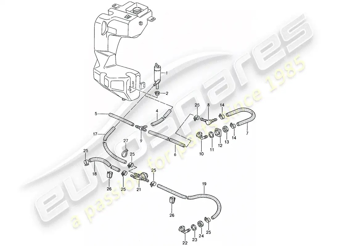 porsche 1990 (944) headlight washer system parts diagram