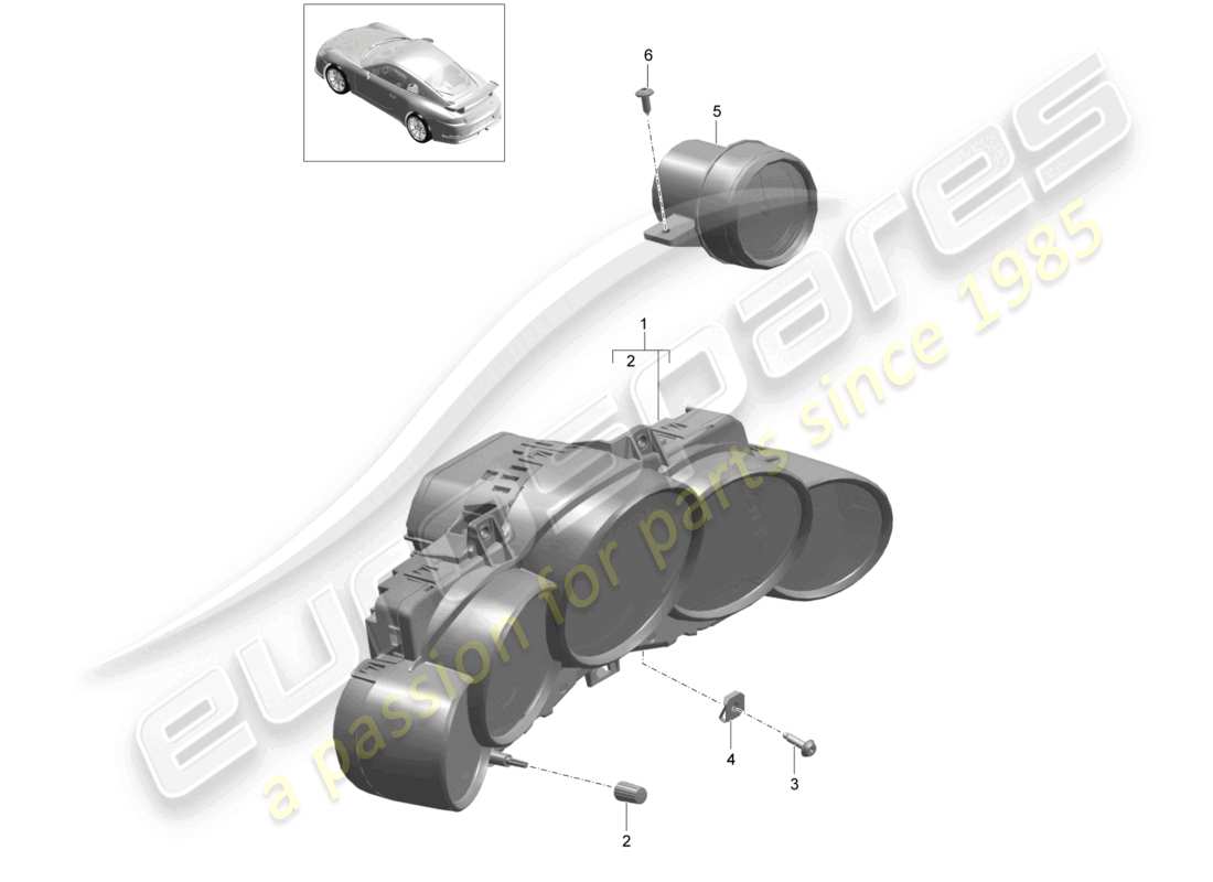 porsche 2021 (991-2 r/gt3/rs) combi-instrument stopwatch d >>- mj 2017 part diagram