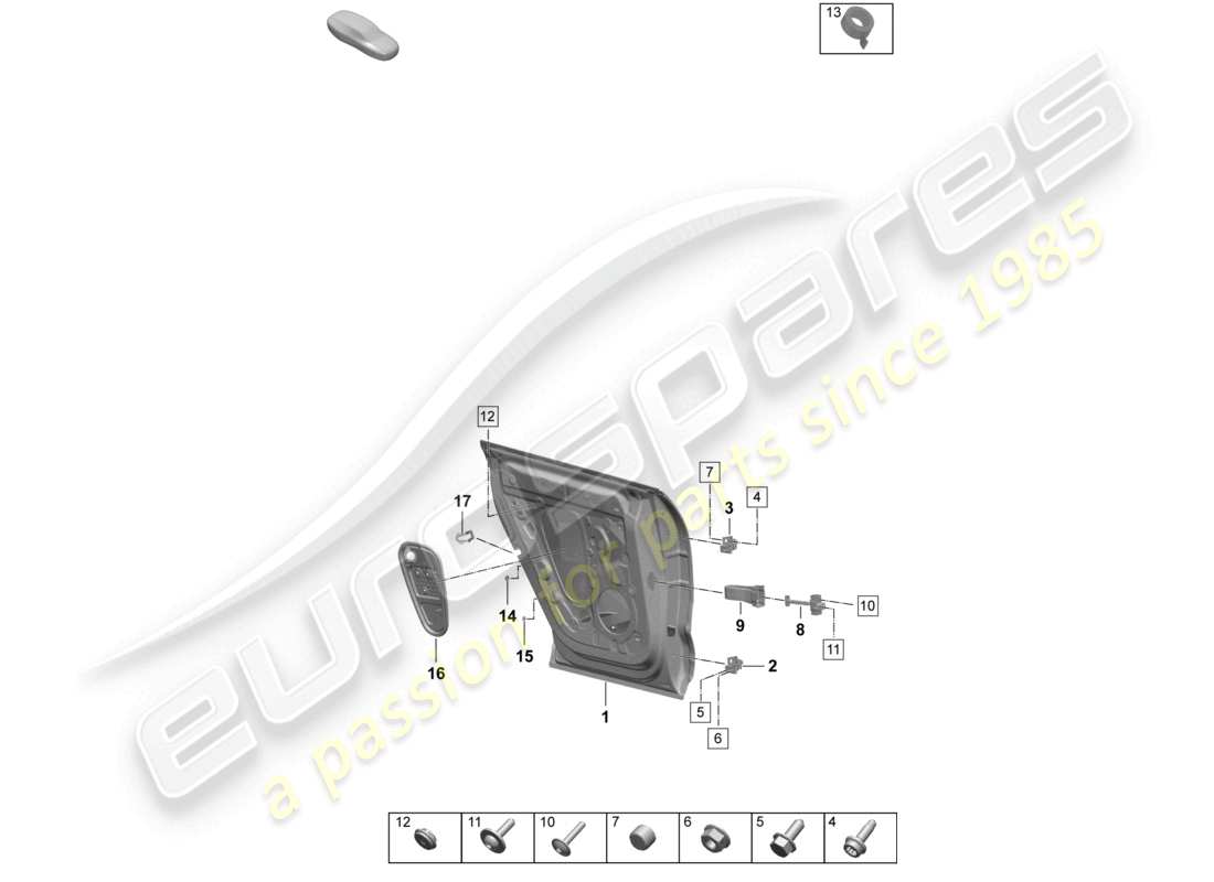 porsche 2025 (macan-e) door shell rear accessories parts diagram