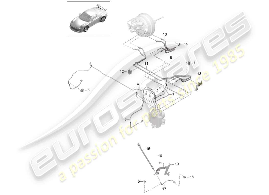 porsche 2021 (991-2 r/gt3/rs) brake line front front end d - mj 2018>> part diagram