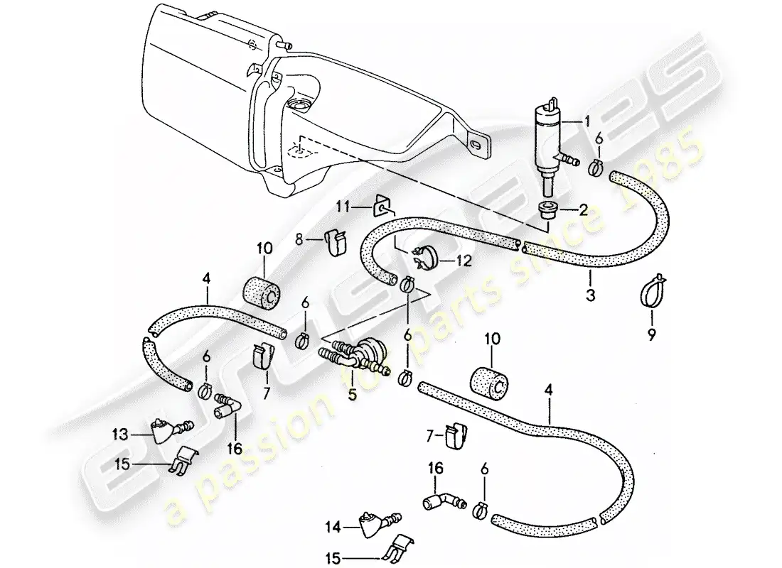 porsche 1994 (968) headlight washer system parts diagram
