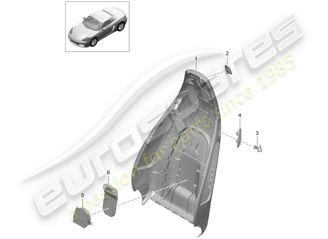 porsche 2019 (718 boxster) backrest shell parts diagram