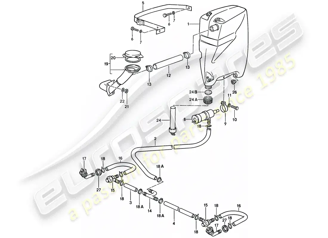 porsche 1982 (928) headlight washer system parts diagram