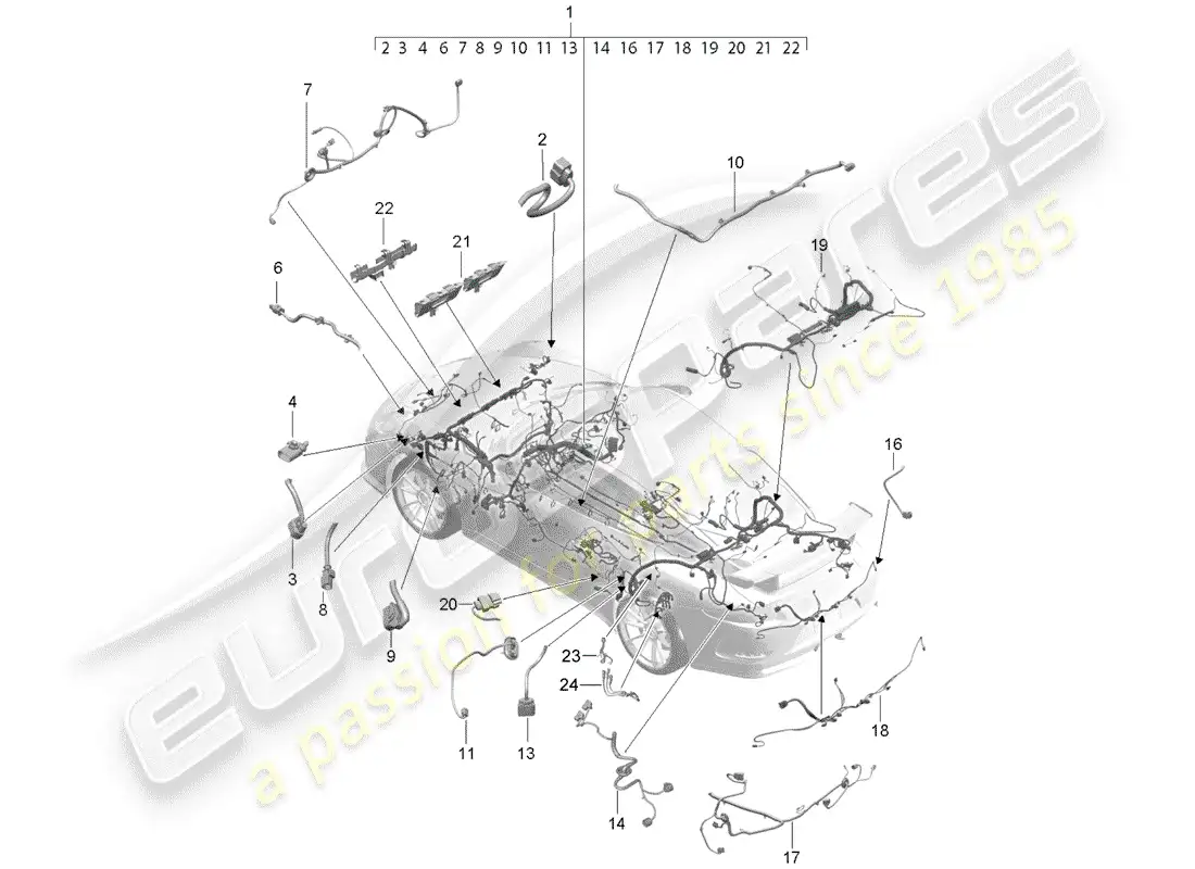 porsche 2015 (991-1 r/gt3/rs) wiring harnesses parts diagram