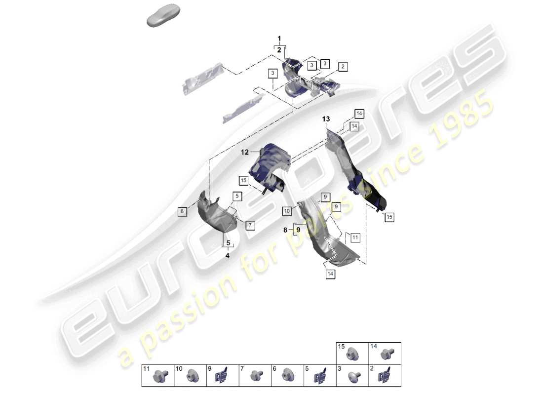 porsche 2025 (panamera 976) exhaust system heat insulation air guide channel for vehicles with a petrol particulate filter part diagram