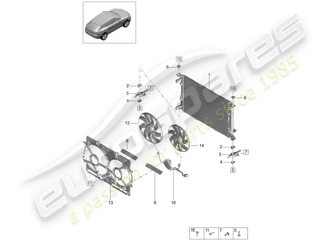porsche 2019 (macan) water cooling parts diagram