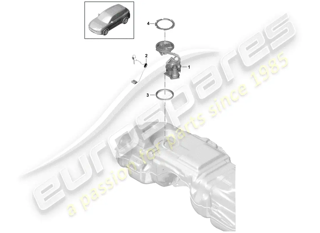 porsche 2019 (cayenne e3 9ya/9yb) fuel tank parts diagram