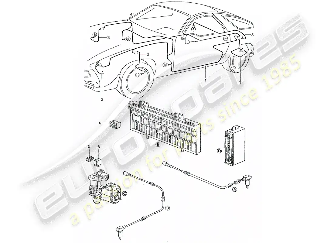 porsche 1989 (928) harness - anti-locking brake syst. -abs- parts diagram