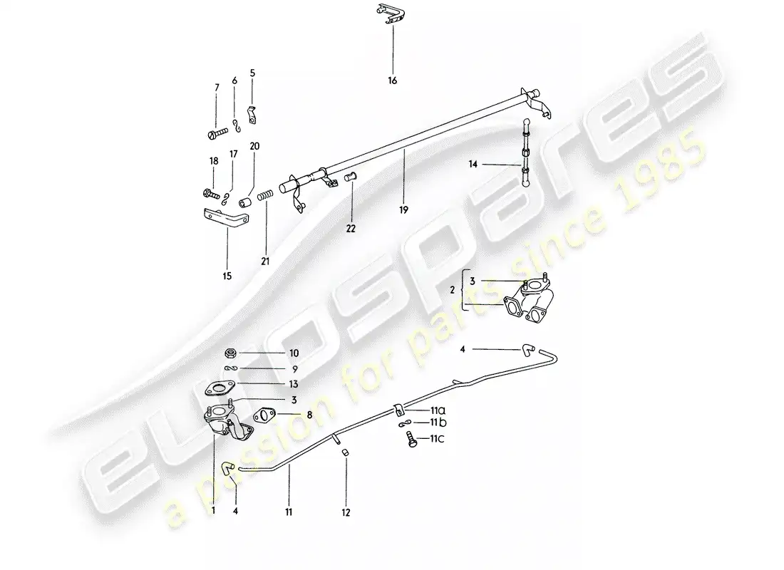 porsche 1974 (914) intake manifold - suction pipe - relay shaft part diagram