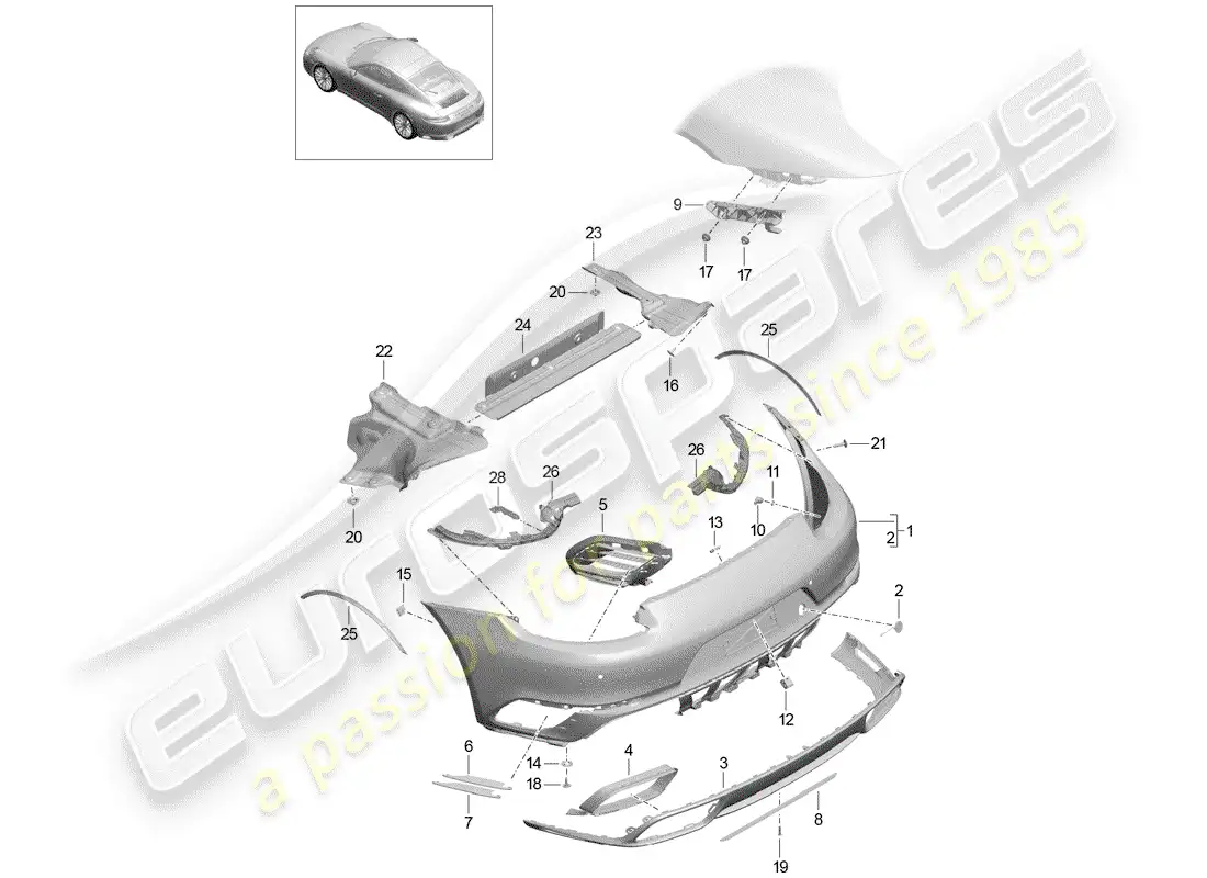 porsche 2015 (991-1 turbo) bumper parts diagram