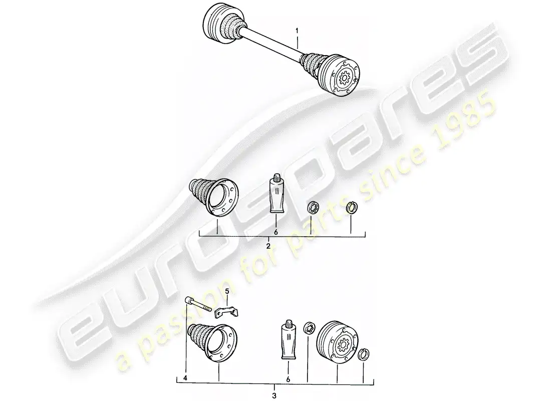 porsche 1976 (924) drive shaft parts diagram
