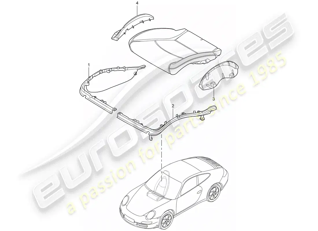 porsche 2011 (997-2 turbo / gt2 rs) cushion carrier parts diagram