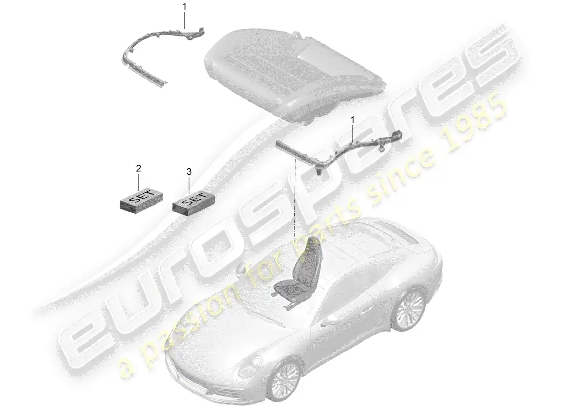 porsche 2017 (991-2) padding for seat parts diagram