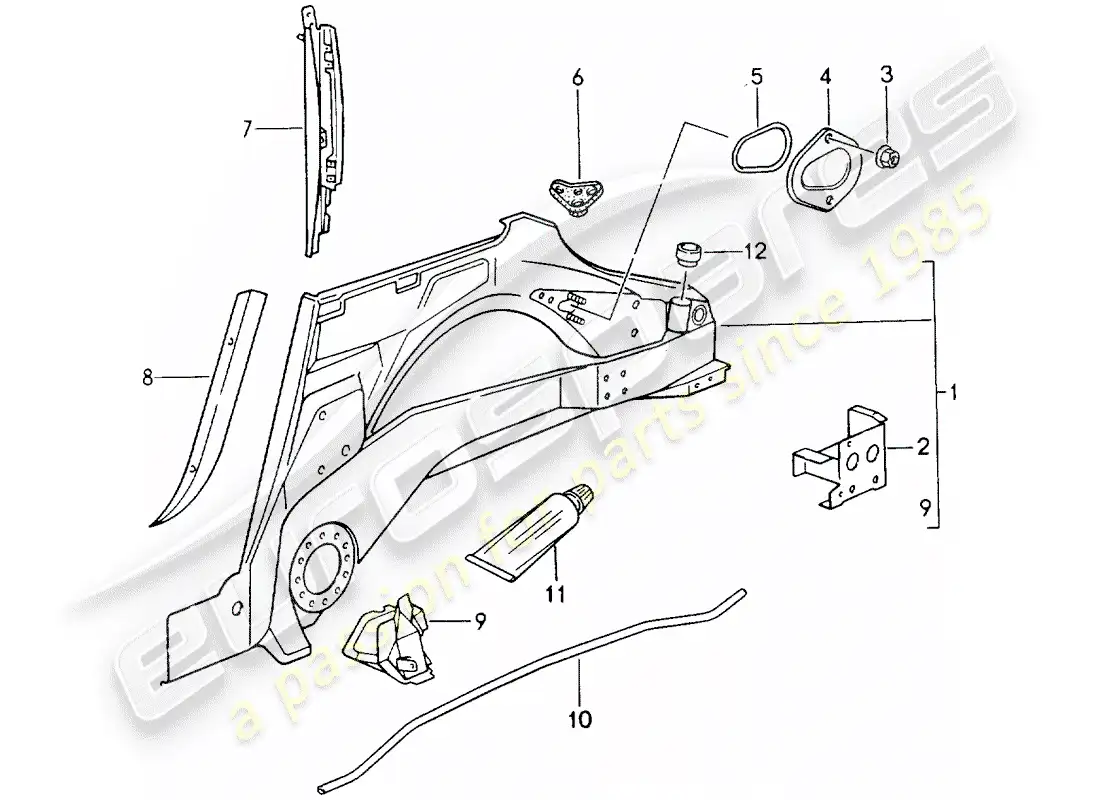 porsche 1990 (964) inner panel parts diagram