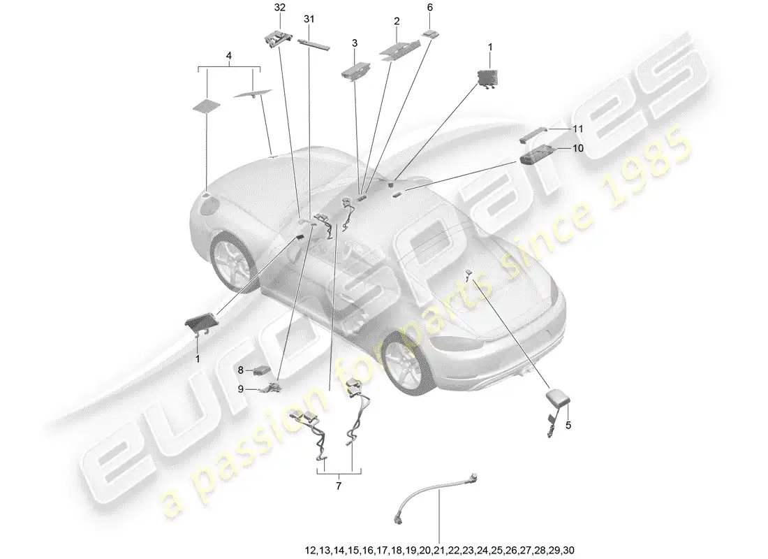 porsche 2017 (718 cayman) antenna parts diagram