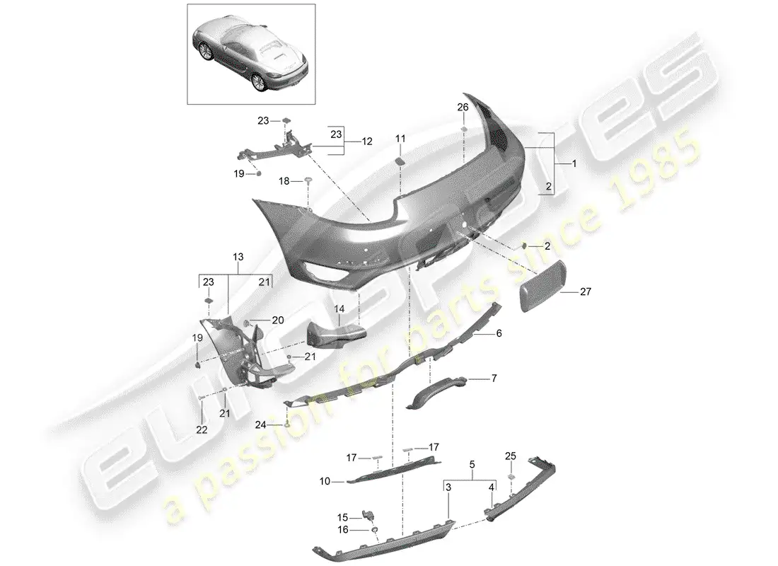 porsche 2014 (981 boxster) bumper parts diagram