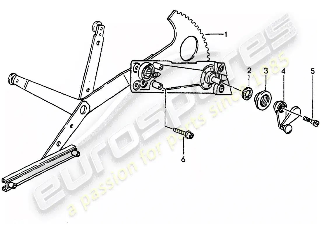 porsche 1990 (964) window regulator - manually parts diagram