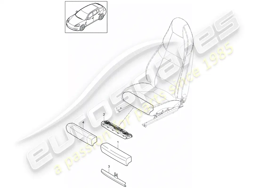 porsche 2012 (panamera 970) seat cushion parts diagram