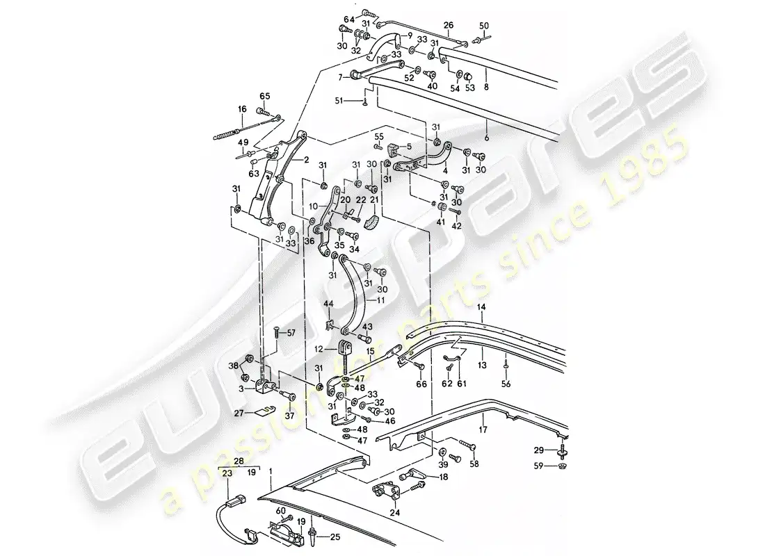 porsche 1993 (968) top frame parts diagram
