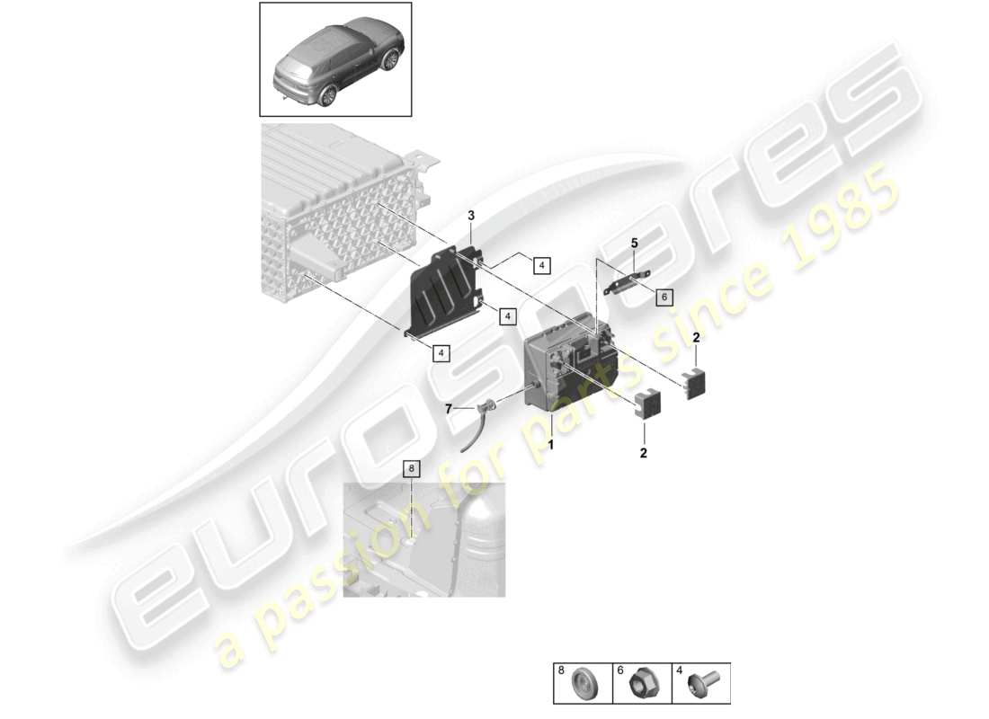 porsche 2023 (cayenne e3 9ya/9yb) battery 48 volts part diagram