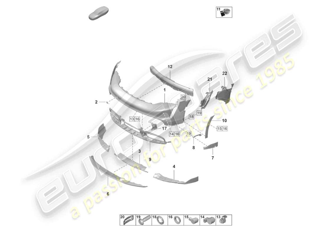 porsche 2022 (taycan 9j1-1) bumper front taycan cross turismo turbo part diagram