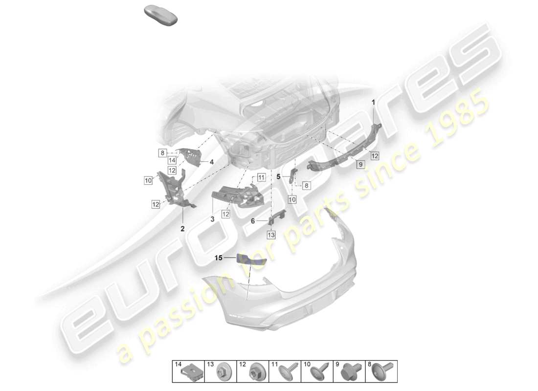 porsche 2022 (taycan 9j1-1) fasteners rear bumper part diagram