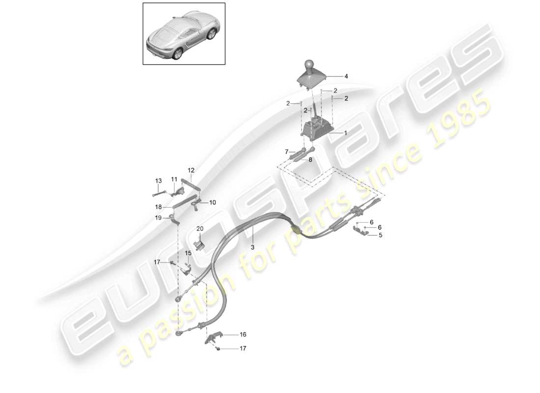 porsche 2022 (718 cayman) selector mechanism manual gearbox part diagram