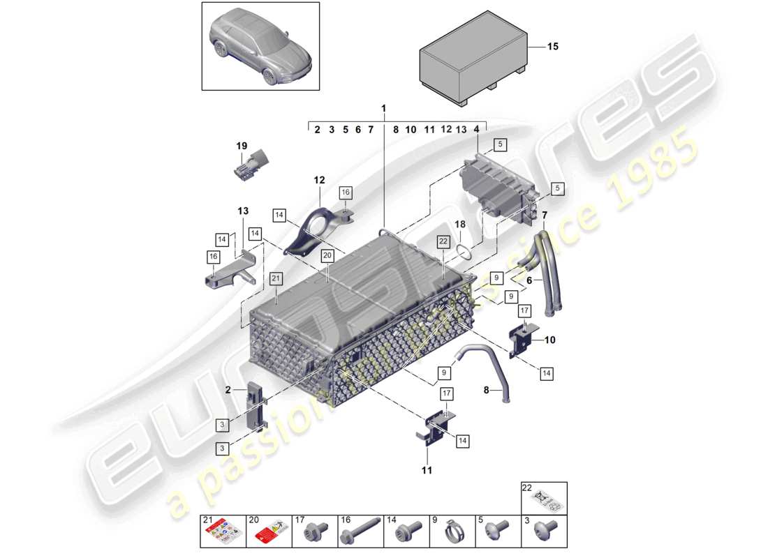 porsche 2024 (cayenne e3 9ya/9yb) hybrid battery part diagram