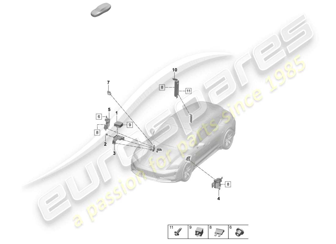 porsche 2026 (taycan 9j1-2) central electrics fuse holder fuses part diagram