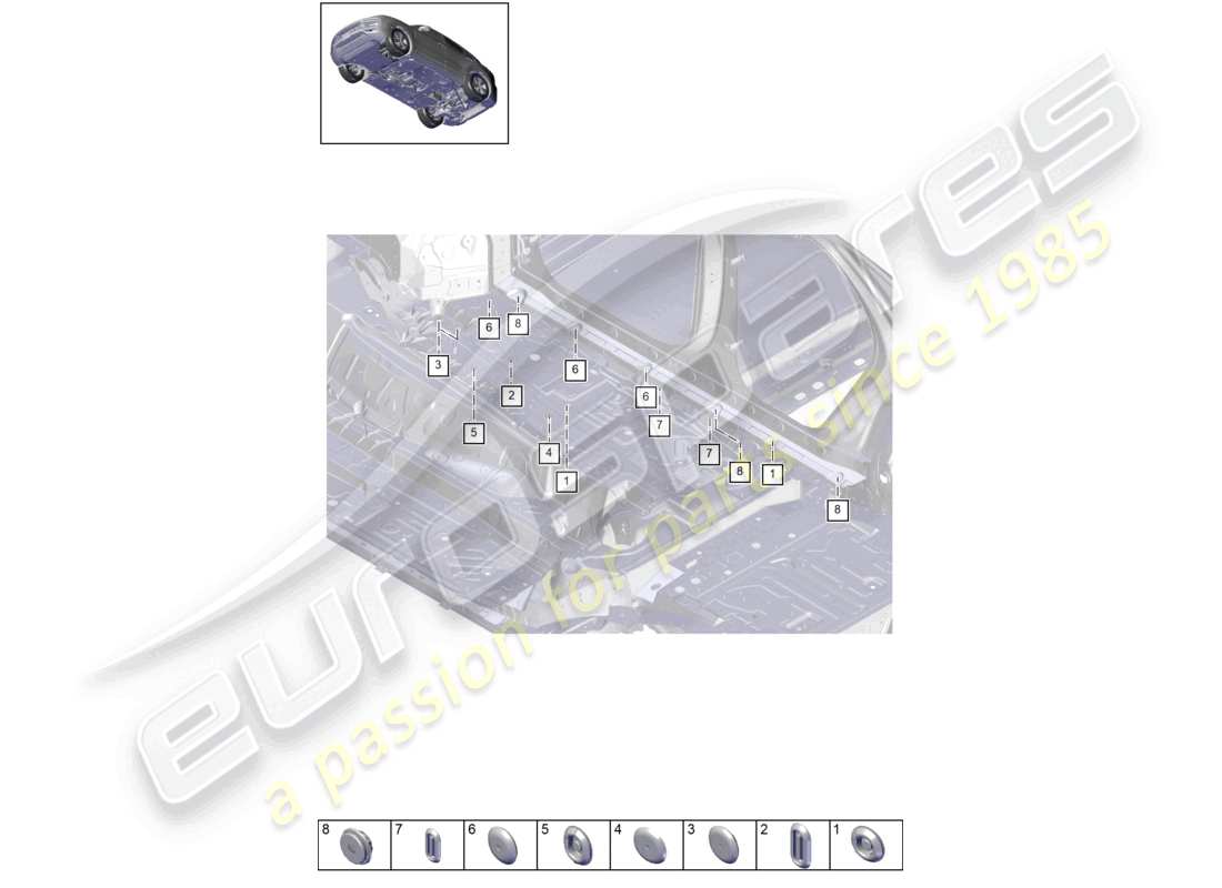 porsche 2023 (cayenne e3 9ya/9yb) bungs front underbody right part diagram