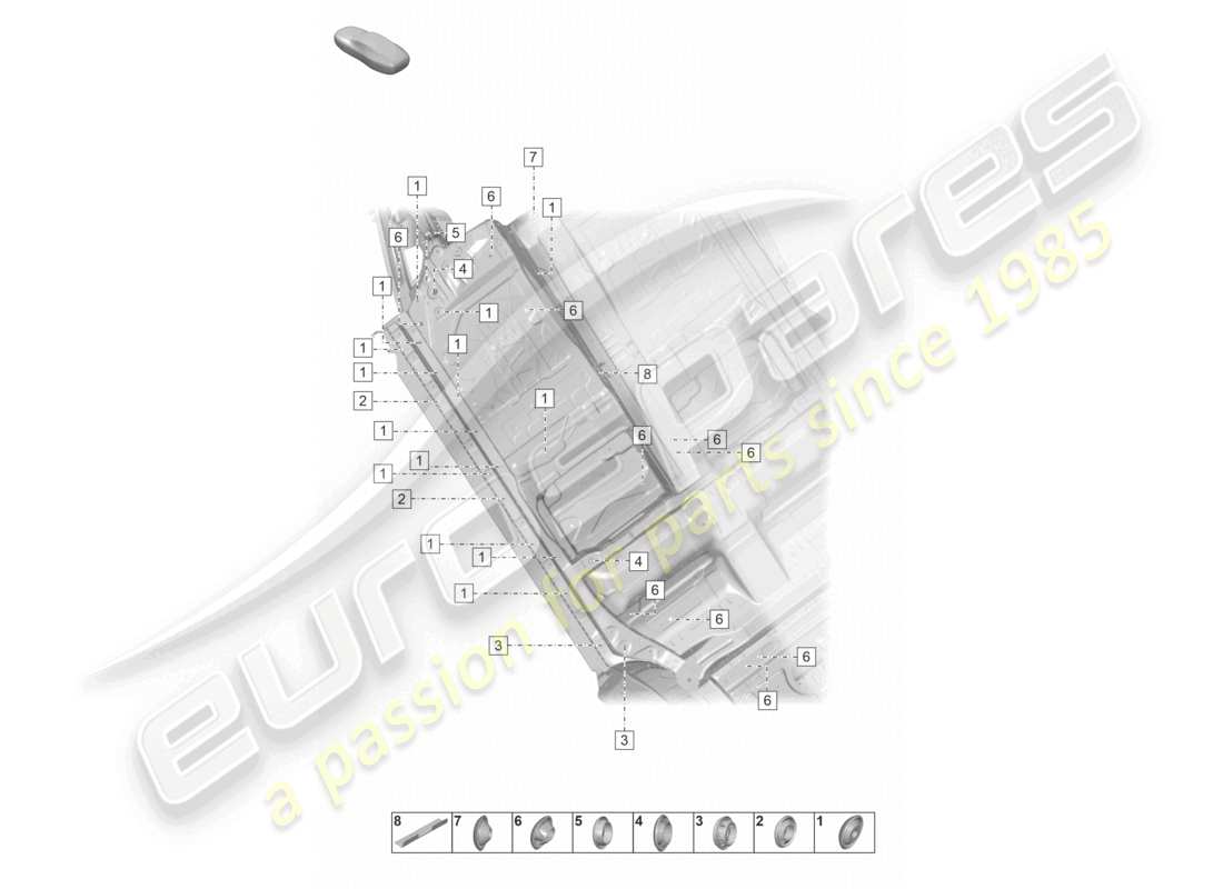 porsche 2023 (taycan 9j1-1) underbody right front part diagram