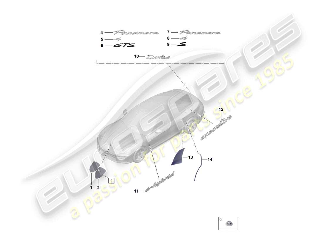 porsche 2026 (panamera 976) inscriptions/lettering stone guard film part diagram