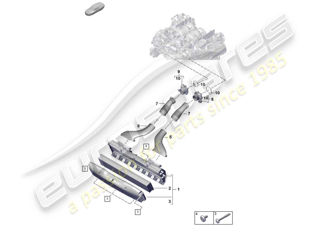 porsche 2024 (panamera 976) air filter housing intake hose intake manifold part diagram