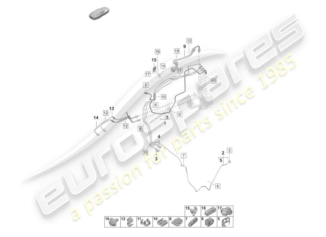 porsche 2023 (taycan 9j1-1) brake line front front end part diagram