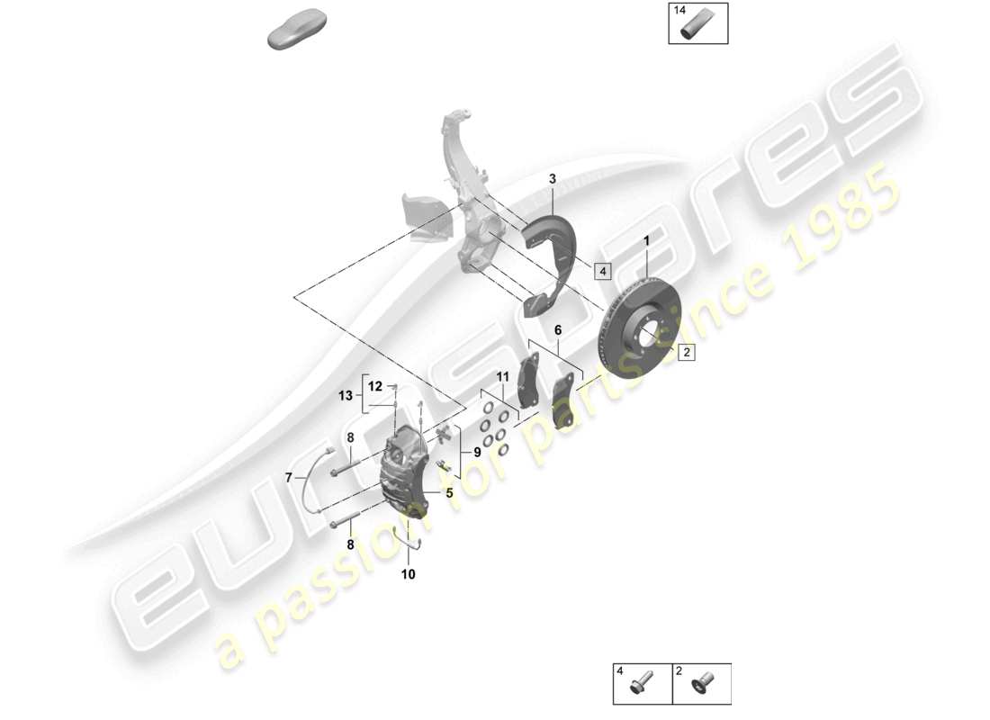 porsche 2025 (taycan 9j1-2) disc brake 18 front axle red part diagram