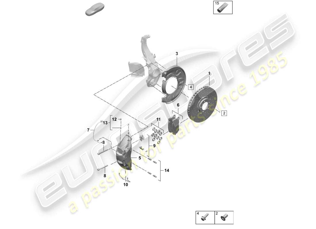porsche 2025 (taycan 9j1-2) disc brake 19 front axle neodyme part diagram