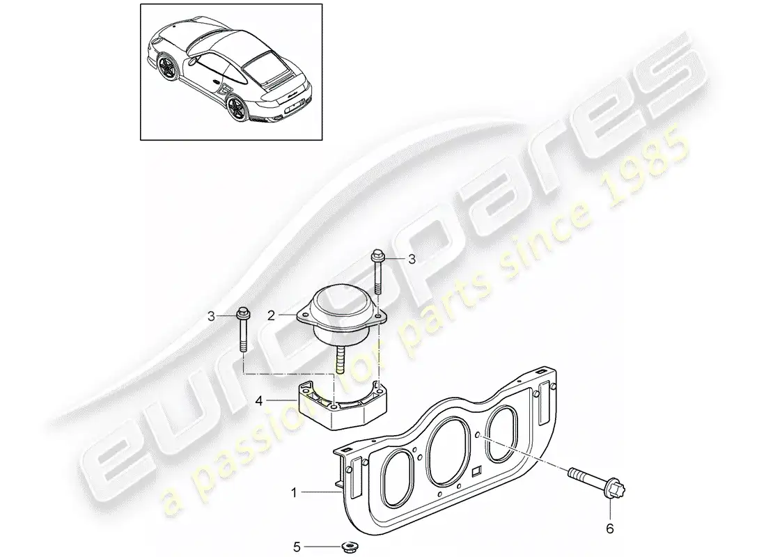 porsche 2011 (997-2 turbo / gt2 rs) engine suspension parts diagram