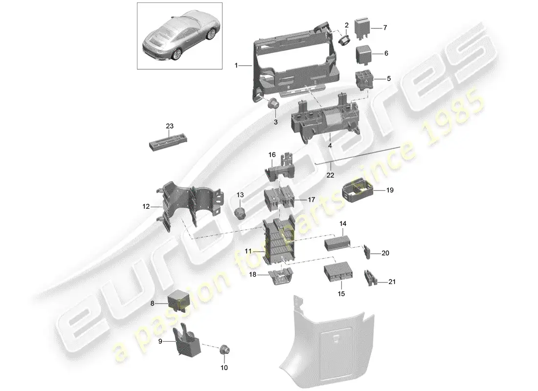 porsche 2018 (991-2) fuse box/relay plate parts diagram